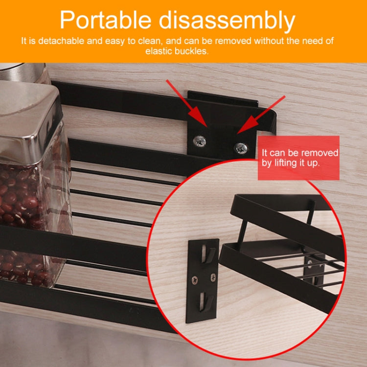 30cm Kitchen Punch-free Wall Mount Seasoning Storage Rack (Black)