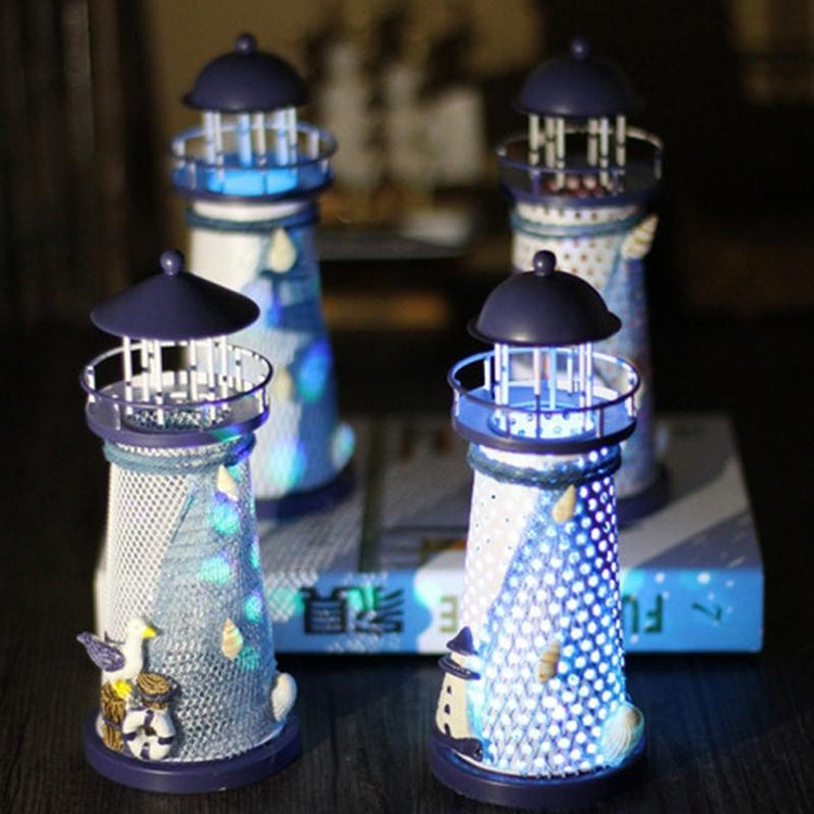 Creative Mediterranean Style Iron Handmade Flash Lighthouse, Random Style Delivery, Size: 18.5*7.5cm