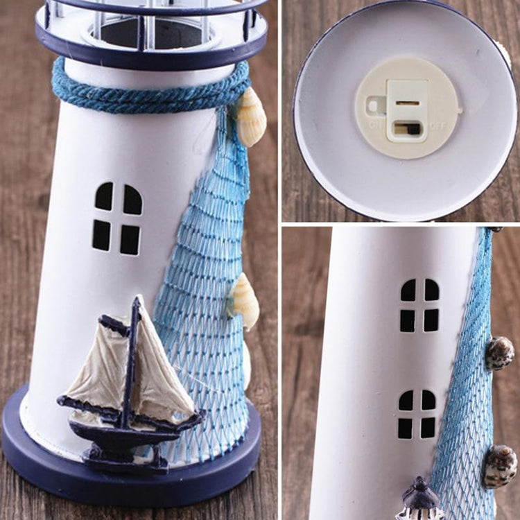 Creative Mediterranean Style Iron Handmade Flash Lighthouse, Random Style Delivery, Size: 18.5*7.5cm