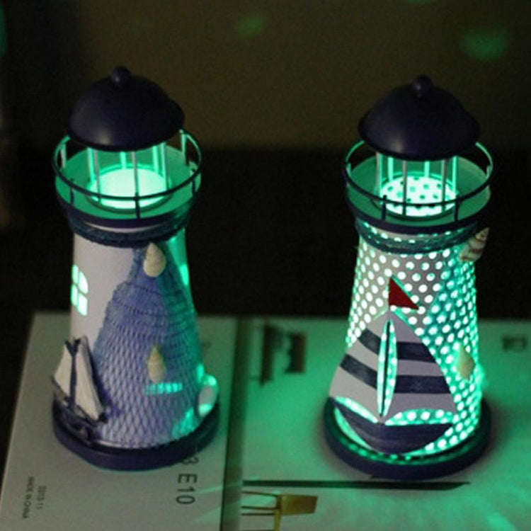 Creative Mediterranean Style Iron Handmade Flash Lighthouse, Random Style Delivery, Size: 14.5*6.5cm