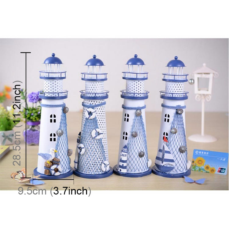 Creative Mediterranean Style Iron Handmade Flash Lighthouse, Random Style Delivery, Size: 28.5*9.5cm