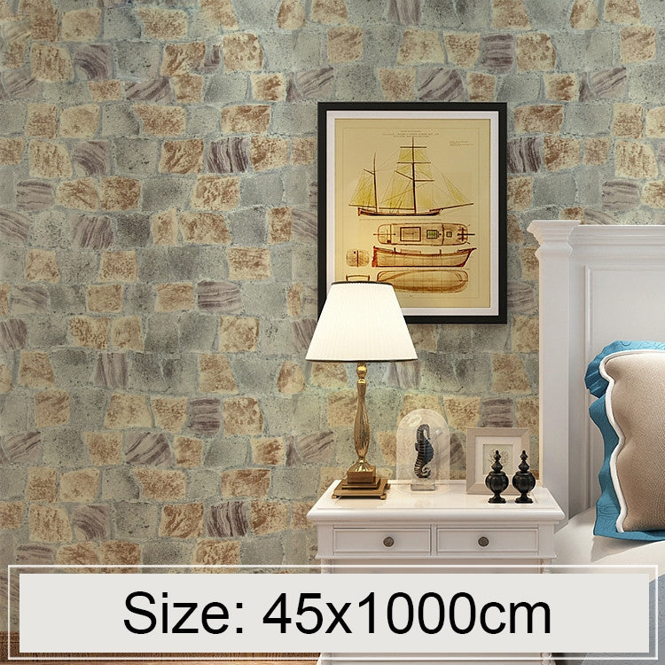Cyan Stone Creative 3D Stone Brick Decoration Wallpaper Stickers Bedroom Living Room Wall Waterproof Wallpaper Roll, Size: 45 x 1000cm