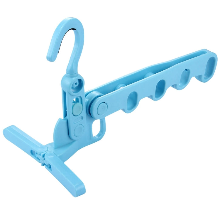 Portable Foldable Degree Adjustable Indoor Travel Plastics 5 Holes Clothes Hangers(Blue)