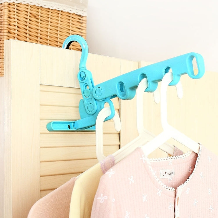 Portable Foldable Degree Adjustable Indoor Travel Plastics 5 Holes Clothes Hangers(Blue)