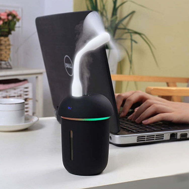 3 in 1 Multi-function USB Direct Charge Mushroom Shape Electric Aroma Essential Ultrasonic Aromatherapy Cool Mist Humidifier with Extended USB Port(Black)
