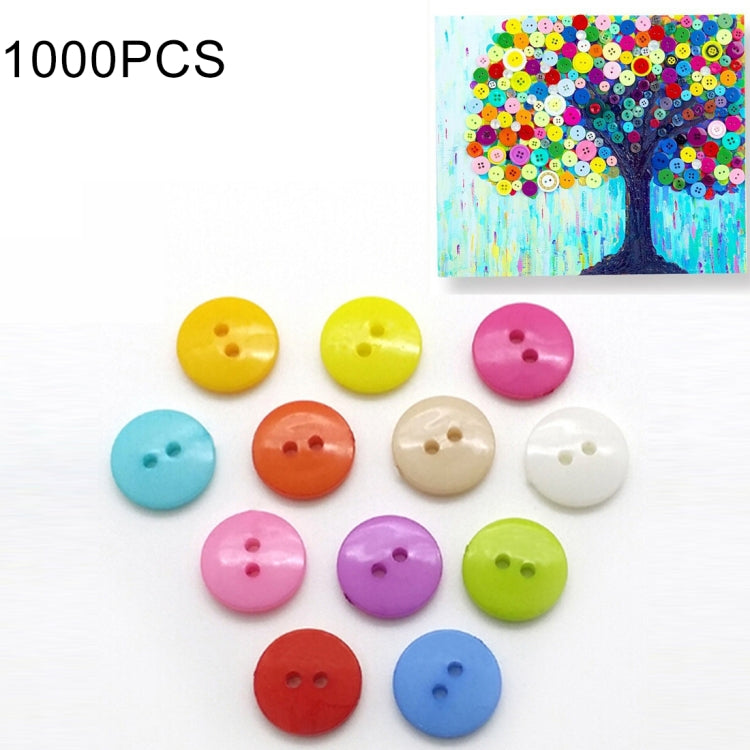 1000 PCS Assorted Mixed Color 2 Holes Buttons for Sewing DIY Crafts Children Manual Button Painting, Random Color, Diameter: 11.5mm