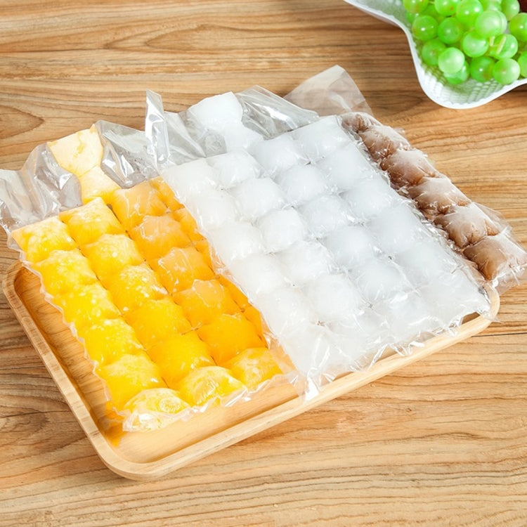 10 Package (100 PCS) DIY 24-Grid Ice Tray Drinking Tool Self-sealing Portable Disposable  Ice Packs Ice Cube Bags Mold, Size: 30x19cm