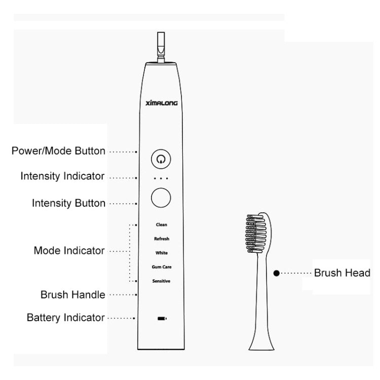 Ximalong 15 Cleaning Modes IPX7 Waterproof USB Charger Sonic Electric Toothbrush