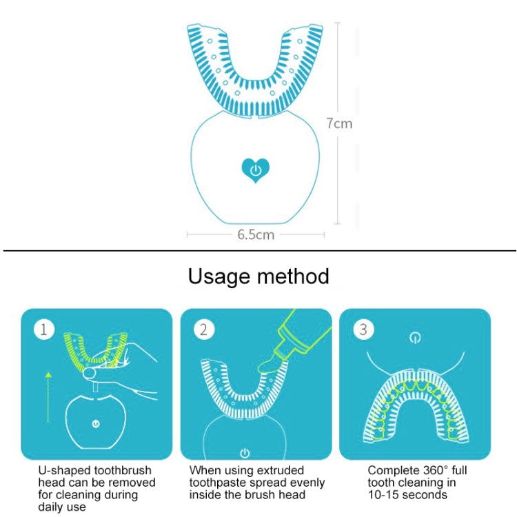 U8 4 Cleaning Modes Acoustic Nano-blue Light Cleaning Electric Automatic Toothbrush (White)