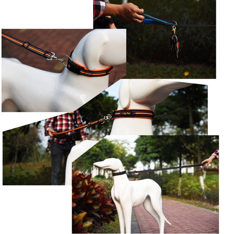 Pet Dogs Nylon Night Reflective Breathable Handheld Traction Lead Leash, Size: M, Adjustable Range: 2.5*(100-140cm)