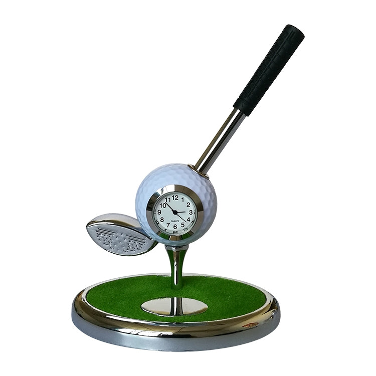 Metal Ball Pen Creative Golf Club Clock Wooden Pen Holder