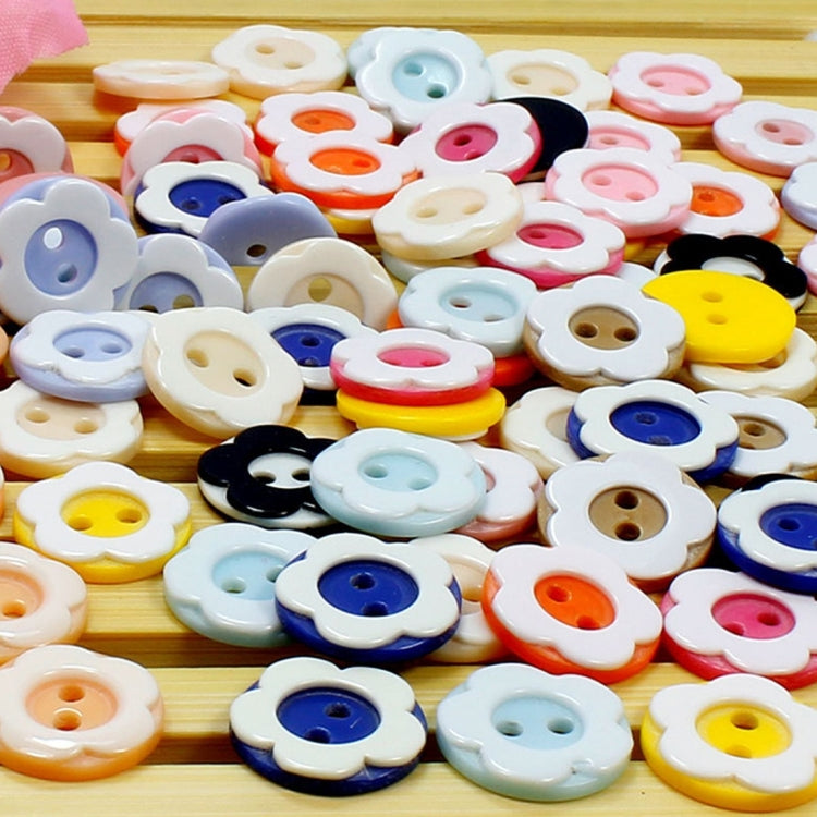 1000 PCS Plum Blossom Shape Resin 2 Holes Button Sewing Accessories Clothes Decor Crafts, Random Color, Diameter: 12.5mm