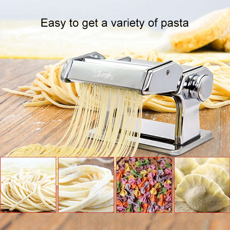 QZ150 Household Kitchen Integrated Stainless Steel Manual Pressing Machine Pasta Machine (Silver)