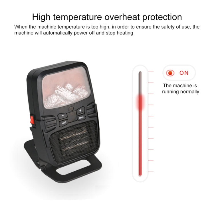 Flame Heater Mini Household Wall-mounted Desktop Radiator Warmer Electric Heater, EU Plug