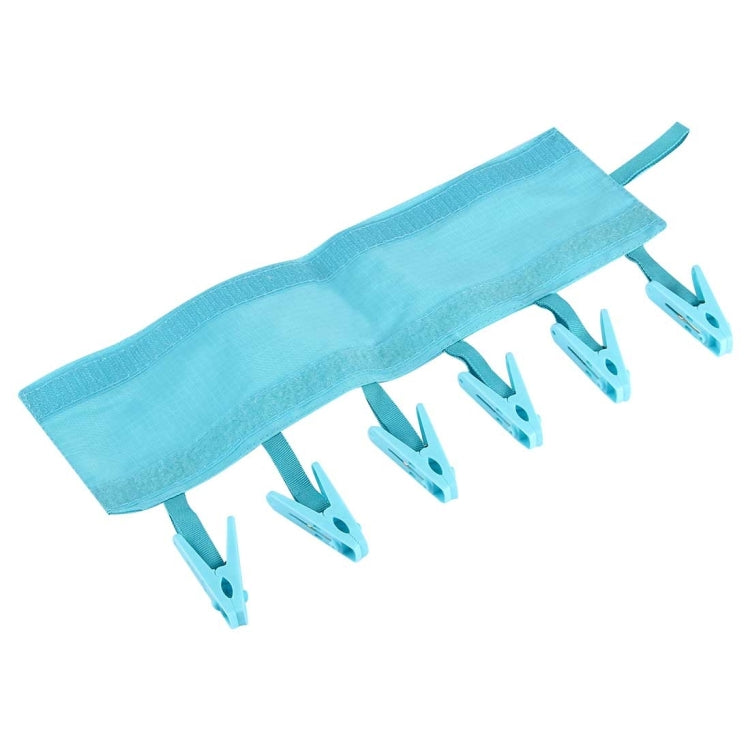 2 PCS Portable Foldable Indoor Travel Clothes Hangers with  6 Clips(Blue)