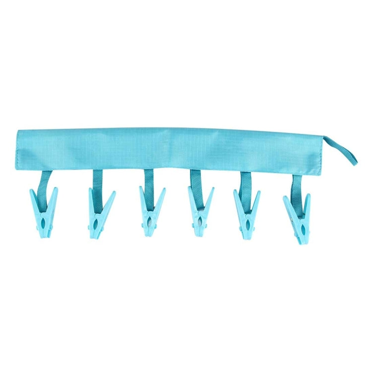 2 PCS Portable Foldable Indoor Travel Clothes Hangers with  6 Clips(Blue)