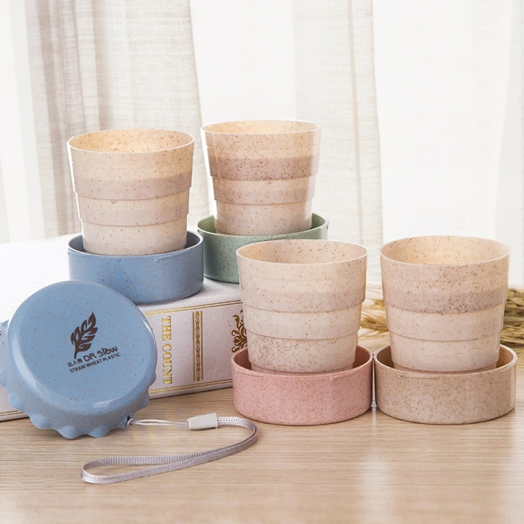 2 PCS 130ml Wheat Fiber + Plastic Telescopic Cup Portable Folding Travel Cup with Lid, Random Color Delivery