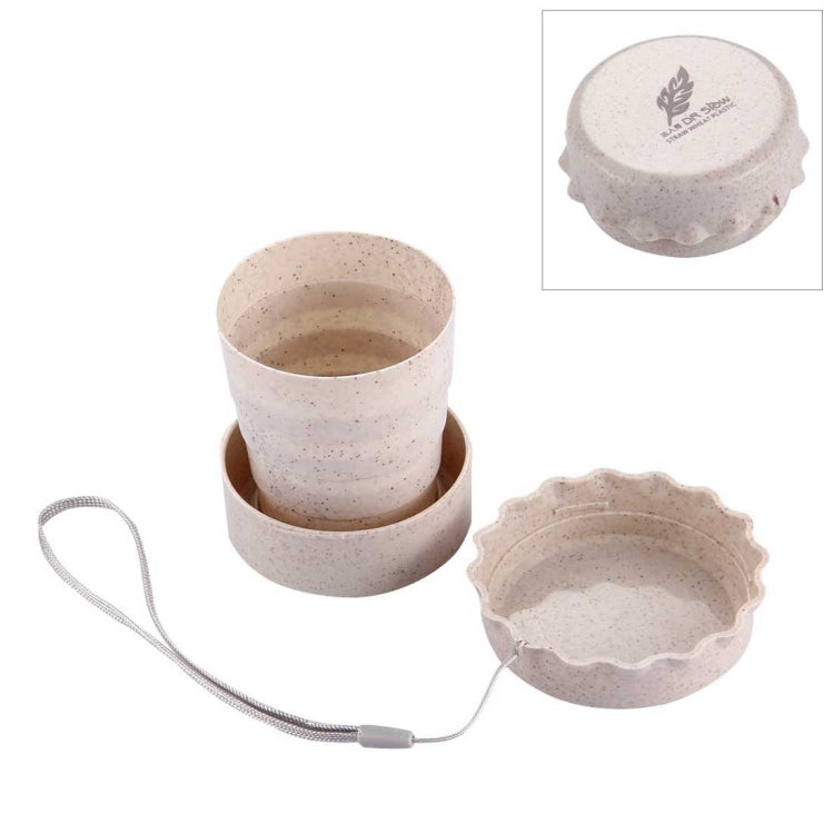 2 PCS 130ml Wheat Fiber + Plastic Telescopic Cup Portable Folding Travel Cup with Lid, Random Color Delivery