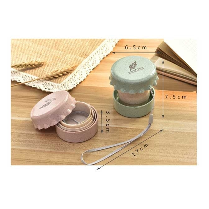 2 PCS 130ml Wheat Fiber + Plastic Telescopic Cup Portable Folding Travel Cup with Lid, Random Color Delivery