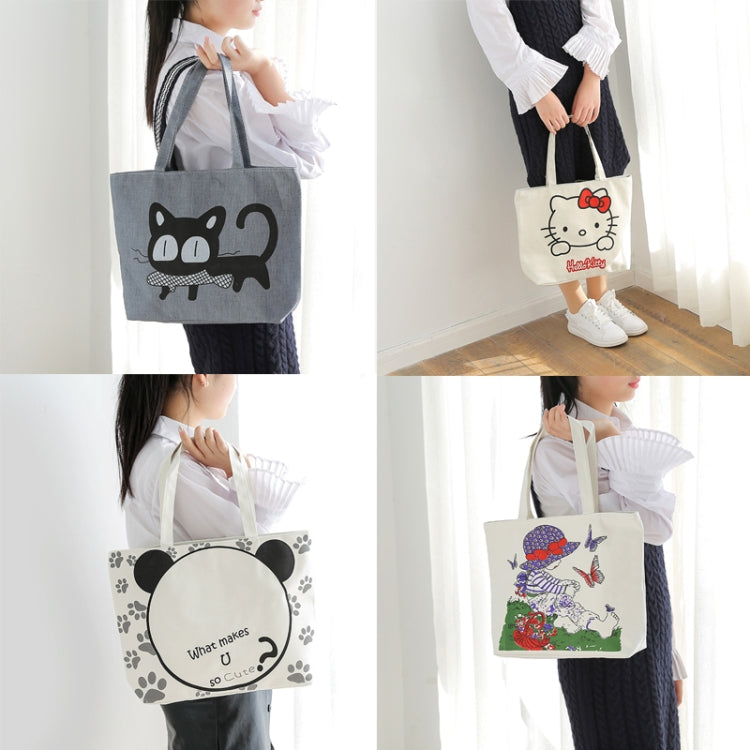 2 PCS Women Canvas Shoulder Hand Bag Tote Bag, Random Style