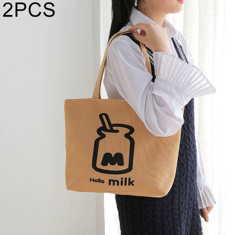 2 PCS Women Canvas Shoulder Hand Bag Tote Bag, Random Style