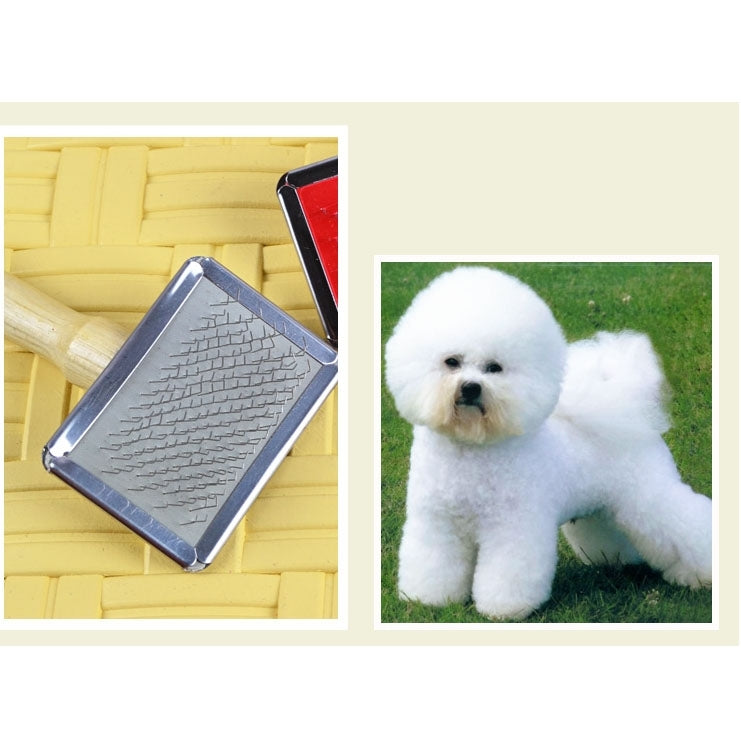Soft Curve Needled Manual Bristles Grooming Cleaning Brush with Wood Handle for Pet,  Size: XL, Random Color Delivery