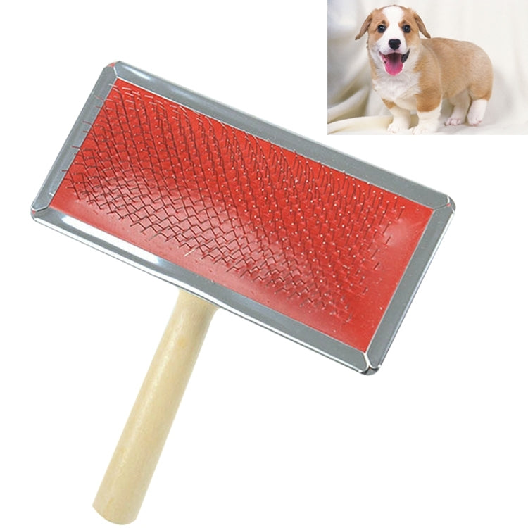 Soft Curve Needled Manual Bristles Grooming Cleaning Brush with Wood Handle for Pet,  Size: XL, Random Color Delivery