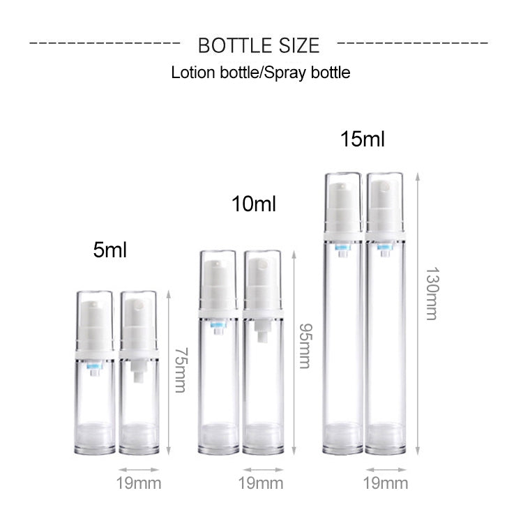 5 PCS Portable Airless Vacuum Pump Bottle Fine Mist Perfume Spray Bottle, 15ml