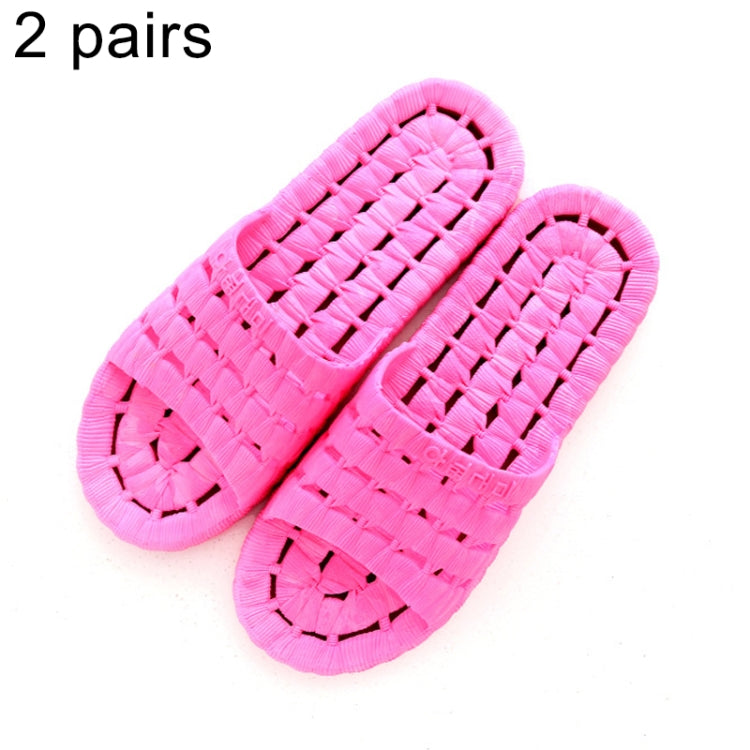 2 Pairs Men and Women Non-Slip Bathroom Shower Slippers Sandals for Adult Couples, Size: EU 36/37(Magenta)