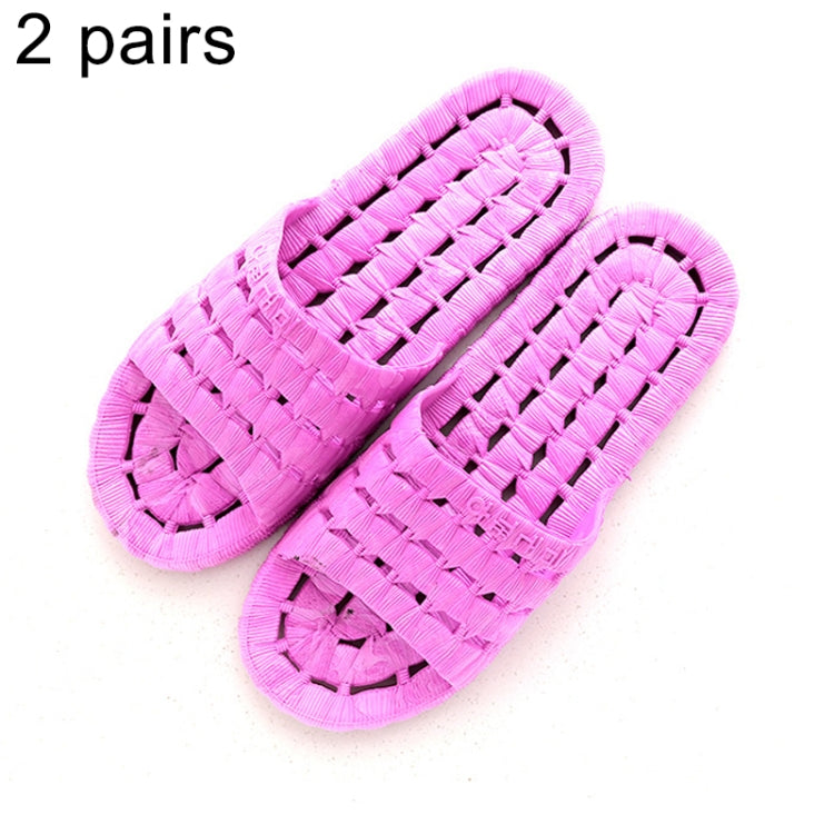 2 Pairs Men and Women Non-Slip Bathroom Shower Slippers Sandals for Adult Couples, Size: EU 38/39(Purple)