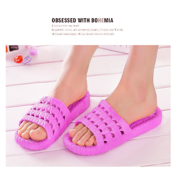 2 Pairs Men and Women Non-Slip Bathroom Shower Slippers Sandals for Adult Couples, Size: EU 38/39(Purple)