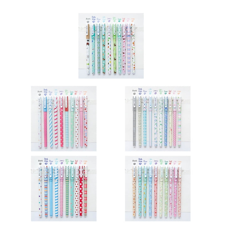 10 PCS Colour Ink Refill Creative Fresh Floral Gel Pen 0.5mm Signature Pen School Stationery Office Supply, Random Style Delivery