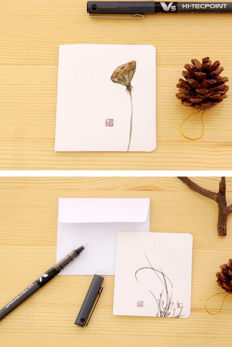 5 PCS Creative Classical Chinese Style Creative Greeting Card Birthday Card DIY Folding Blessing Card No Paper Envelope, Random Style Delivery