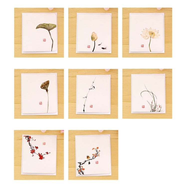 5 PCS Creative Classical Chinese Style Creative Greeting Card Birthday Card DIY Folding Blessing Card No Paper Envelope, Random Style Delivery