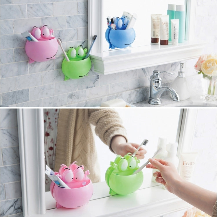 2 PCS Frog Shaped Toothbrush Holder with Suction Cups Random Color Delivery