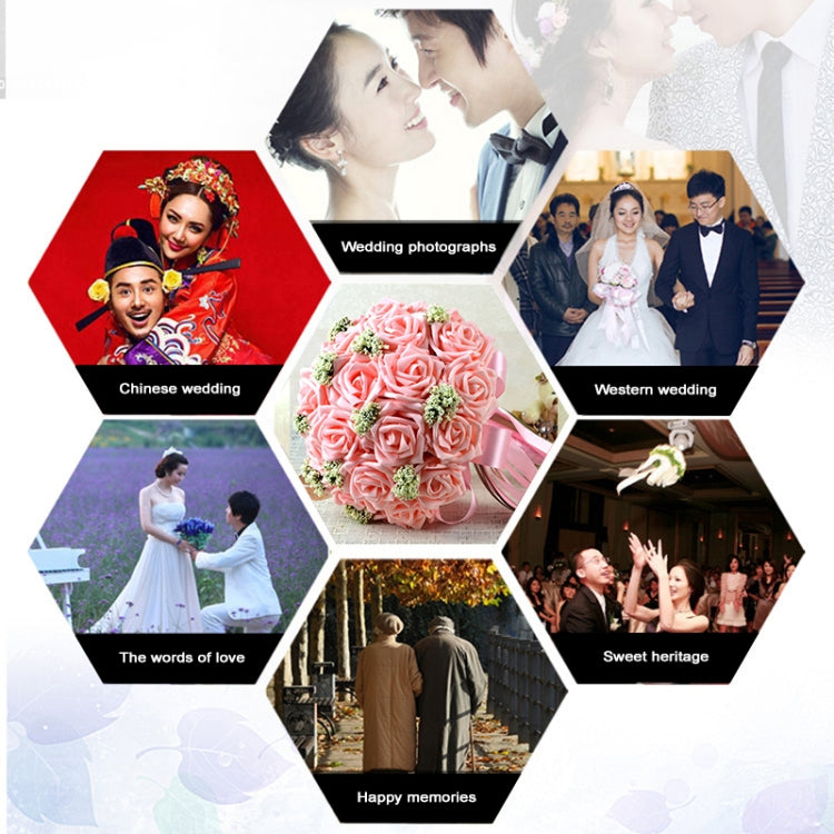 Wedding Holding Rose Flower Bridal Bouquet Accessories Bridesmaid Party Wedding Decoration Supplies, Diameter: 35cm(Pink)