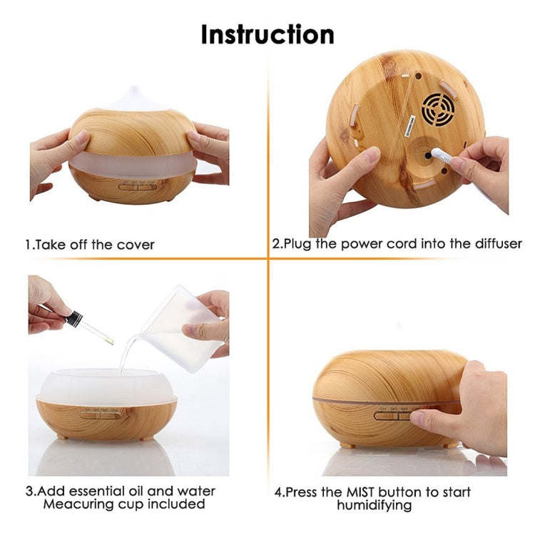 W500 12W 500ML Wood Grain Aromatherapy Air Purifier Humidifier with LED Light for Office / Home Room(Brown)