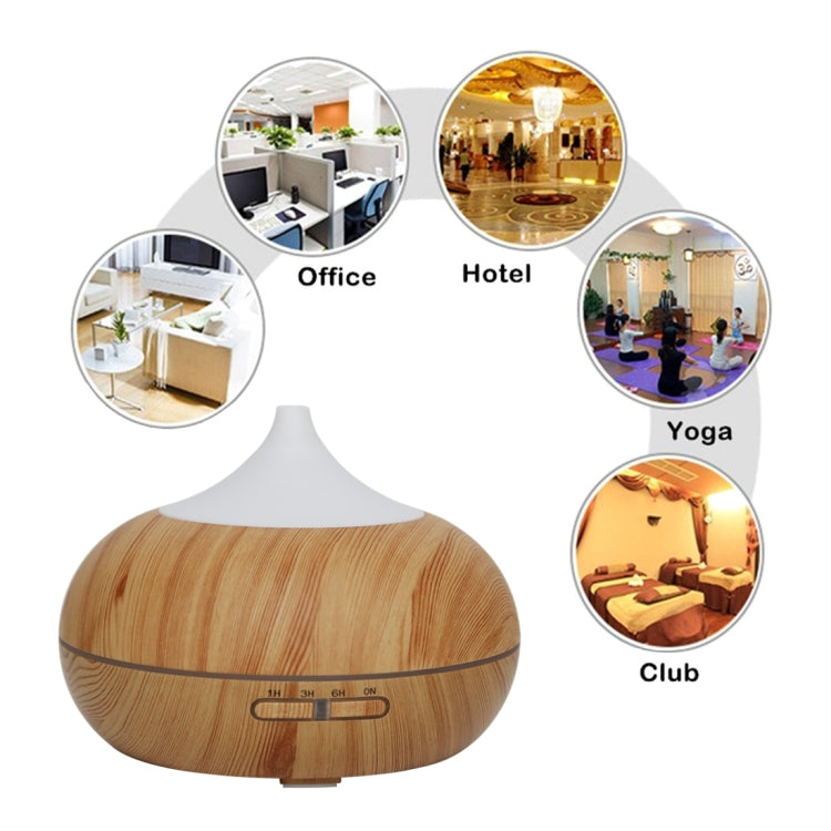 W500 12W 500ML Wood Grain Aromatherapy Air Purifier Humidifier with LED Light for Office / Home Room(Brown)