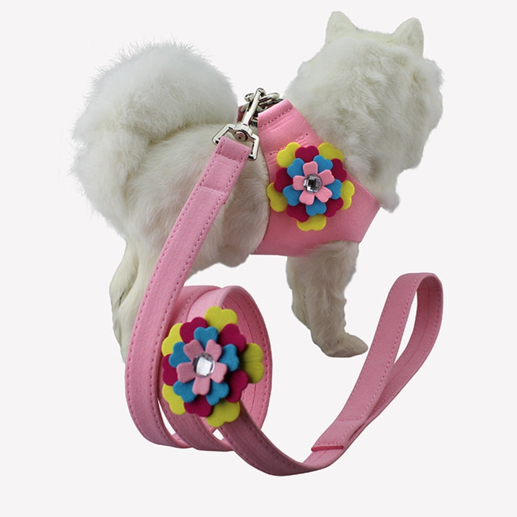 Microfiber with 3D Flowers Pattern Breathable Dog Chest Strap, Size: XS