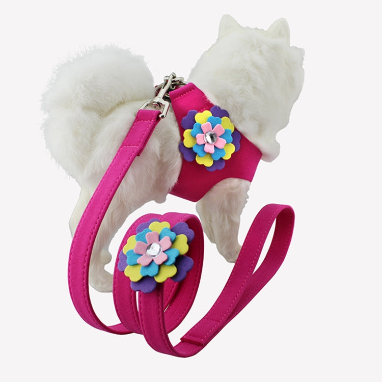 Microfiber with 3D Flowers Pattern Breathable Dog Chest Strap, Size: XS