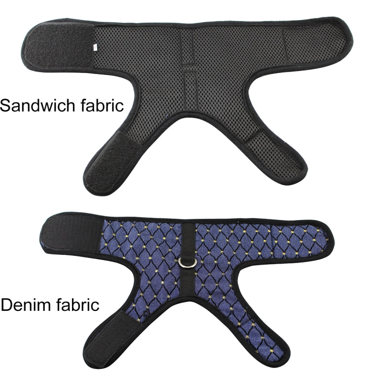 Denim + Mesh Cloth Soft Breathable Dog Harness Pet Vest Dog Chest Strap, Size: M(Navy Blue)