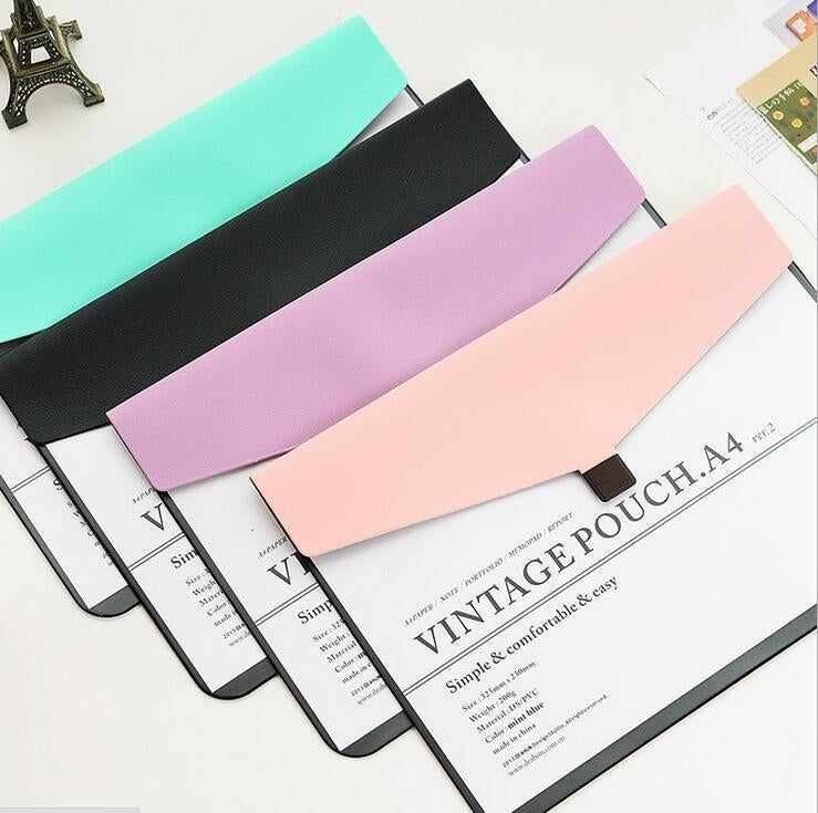 Creative Simple Snap-fastener Transparent Folder Storage Document Folder School Stationery Office Supplies, Random Color Delivery
