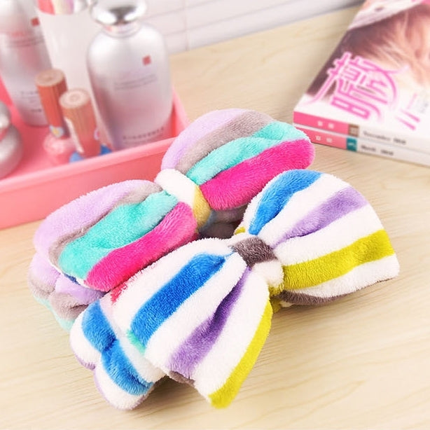 Cute Big Bow Headband Hair Makeup Wash Face with Hair Band Movement Flannelette Bundle Hair Accessories Headbands, Random Color Delivery