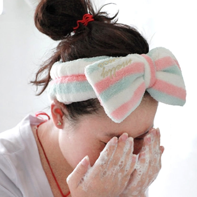 Cute Big Bow Headband Hair Makeup Wash Face with Hair Band Movement Flannelette Bundle Hair Accessories Headbands, Random Color Delivery