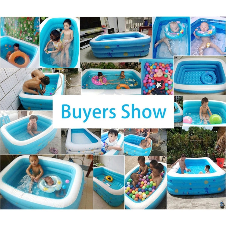 Household Children 1.5m Three Layers Blue and White Rectangular Printing Inflatable Swimming Pool, Size: 150*110*50cm