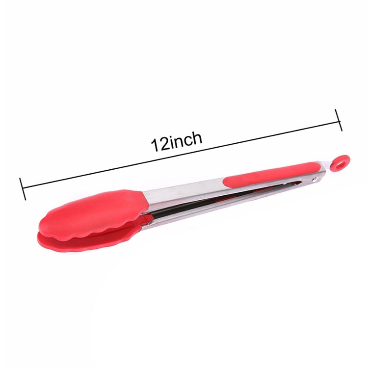 12 inch Silicone Non-slip Food Bread Barbecue BBQ Clip Tongs Kitchen Tools
