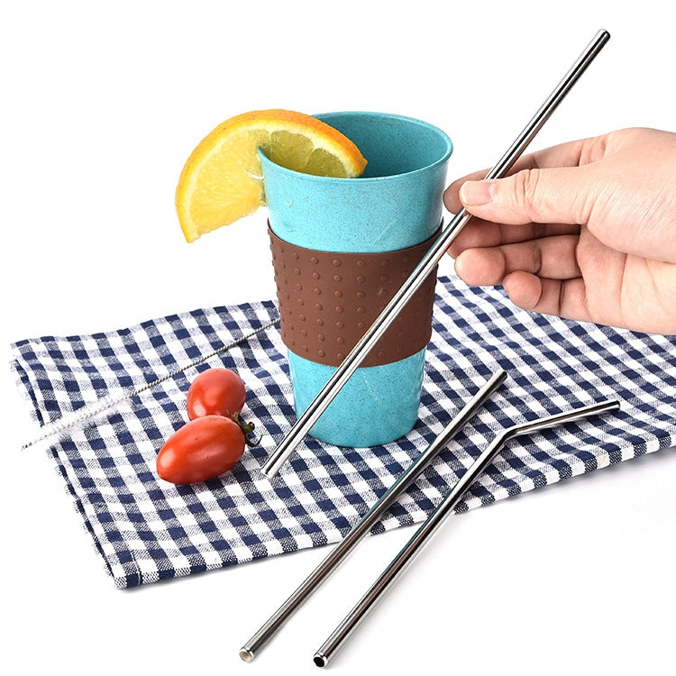 Reusable Stainless Steel Drinking Straw Cleaner Brush Set Kit