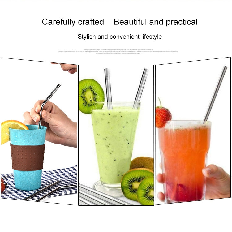 Reusable Stainless Steel Drinking Straw Cleaner Brush Set Kit