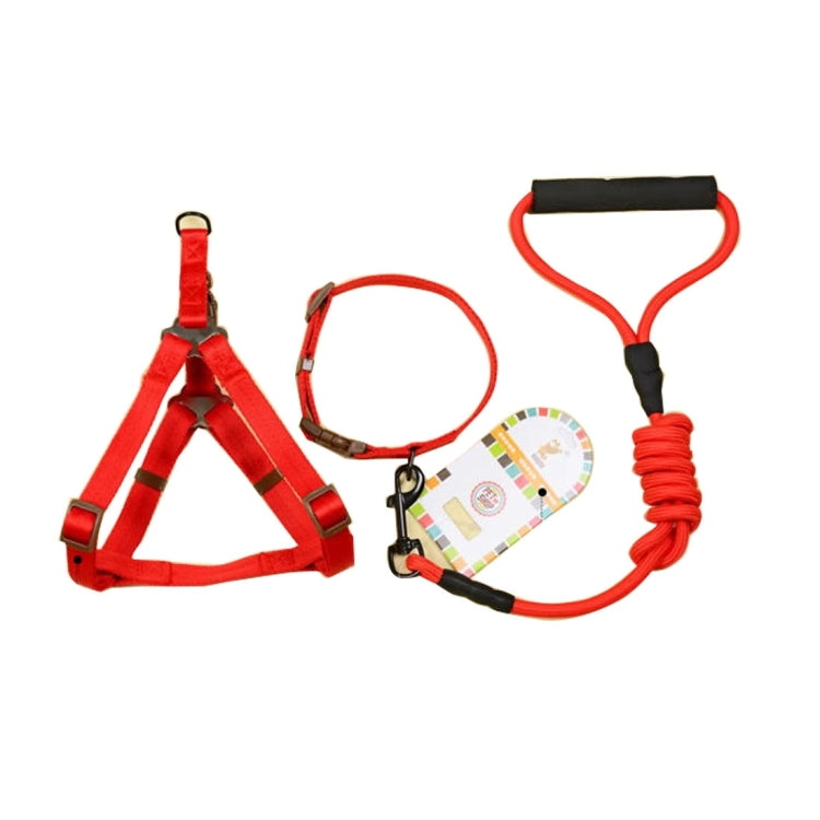 Pet Dog Collar + Harness + Leash Three Sets, L, Harness Chest Size: 57-90cm, Collar Neck Size: 40-64cm, Pet Weight: 35kg Below