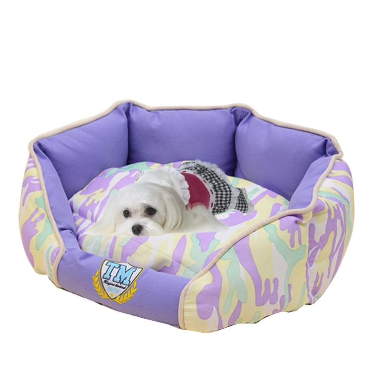 Fashion Camouflage Fully Washable Pet House Nest, Small Size: 50.0 x 40.0 x 22.0cm (Purple)